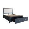 Heritage Editions Blue Double Bed With Fabric Headboard And End Drawers on a white background