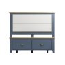 Heritage Editions Blue Double Bed With Fabric Headboard And End Drawers on a white background