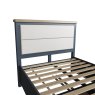 Heritage Editions Blue Double Bed With Fabric Headboard And End Drawers on a white background