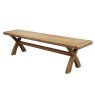 Manor Oak 2m Extending Crossed Leg Dining Table With 5 Ladder Back Chairs & Bench on a white background