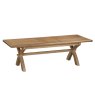 Manor Oak 2m Extending Crossed Leg Dining Table With 5 Ladder Back Chairs & Bench on a white background