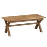 Manor Oak 2m Extending Crossed Leg Dining Table With 6 Cross Back Chairs on a white background
