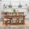 Manor Oak 2m Extending Crossed Leg Dining Table with 6 Cross Back Chairs