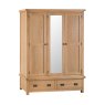 Norfolk Oak 3 Door Wardrobe on a white background