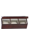 Ashwood Leather Glass Top Triple Watch Box Tan open