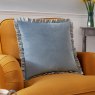 Paoletti Paoletti Solene Blue Ruffle Matte Velvet Cushion