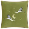 Paoletti Paoletti Moonlit Flight Olive Embroidered Velvet Cushion