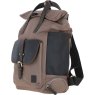 Ashwood Leather Fenland Canvas Leather Backpack Mud/Grey angled shot