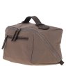 Ashwood Leather Fenland Canvas Leather Toiletry Bag Mud/Grey Angled Shot