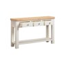 Arlington Console Table white background open drawers