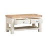 Arlington Coffee Table white background open drawers