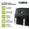 Tower 8L Vortx Dual Basket Air Fryer spec sheet