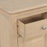 Broadway 2 Door 3 Drawer Sideboard In Oak white background close up drawer open