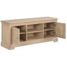 Broadway Large TV Unit In Oak white background open doors