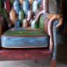 Bowes Leather Patchwork Armchair lifestyle close up