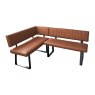Fusion Oak Retro Stitch Corner Bench Dining Set In Tan white background rhf