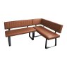 Fusion Oak Retro Stitch Corner Bench Dining Set In Tan white background
