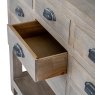 Hatton 9 Drawer Chest With Shelf white background close up open drawer