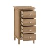 Coastal 4 Drawer Narrow Chest white background open drawers