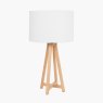 Pacific Whitby Natural Wood Base Table Lamp & Lino White Shade