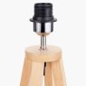 Pacific Whitby Natural Wood Base Table Lamp & Lino White Shade bulb socket