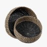 Pacific Seagrass Natural And Black Set Of 2 Round Baskets