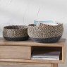 Pacific Seagrass Natural And Black Set Of 2 Round Baskets Lifestyle