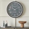 Pacific Black Wood Effect Black Faced Round Wall Clock Lifestyle