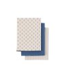 Gallery Direct Fleur Floral Stamp 3 Pack Tea Towels Blue