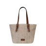 David Jones Straw Tote Bag Cognac Front on