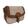 David Jones Straw Half Flap Shoulder Bag Cognac angled view