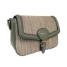 David Jones Straw Half Flap Shoulder Bag Sage angled view