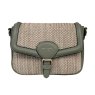 David Jones Straw Half Flap Shoulder Bag Sage