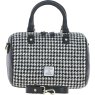 Ashwood Leather Harris Tweed Barrel Bag Black White front