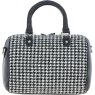 Ashwood Leather Harris Tweed Barrel Bag Black White reverse