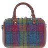 Ashwood Leather Harris Tweed Barrel Bag Tan Purple reverse