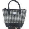 Ashwood Leather Harris Tweed Grab Bag Black White front