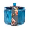 Ridged Glass Jar Candle Blue