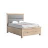 Aldiss Own Casterton White Wash Bed Frame with Grey Headboard and Drawers
