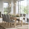 Aldiss Own Casterton White Wash Large Extending Trestle Table & 6 Button Back Chairs