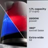 Daewoo 1.7L Colour Change Kettle Black Spec sheet