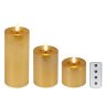Kaemingk Set Of 3 LED Remote Control Candles Gold