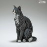 Edge Sculptures - Miniature Black And White Sitting Cat angled view