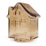 Candlelight Glass Gold Rechargeable Gingerbread House angled view