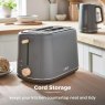 Tower Scandi Grey 2 Slice Toaster Cord Storage