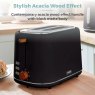 Tower Scandi Black 2 Slice Toaster Wood effect