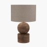 Pacific Ziva Antique Wood Table Lamp With Edward Linen Shade