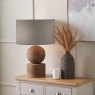 Pacific Ziva Antique Wood Table Lamp With Edward Linen Shade Lifestyle