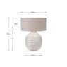Pacific Signe Warm White Linear Texture Ceramic Table Lamp Dimensions