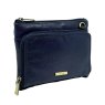 Nova Leathers Navy Small Organiser Pocket Bag Angled View